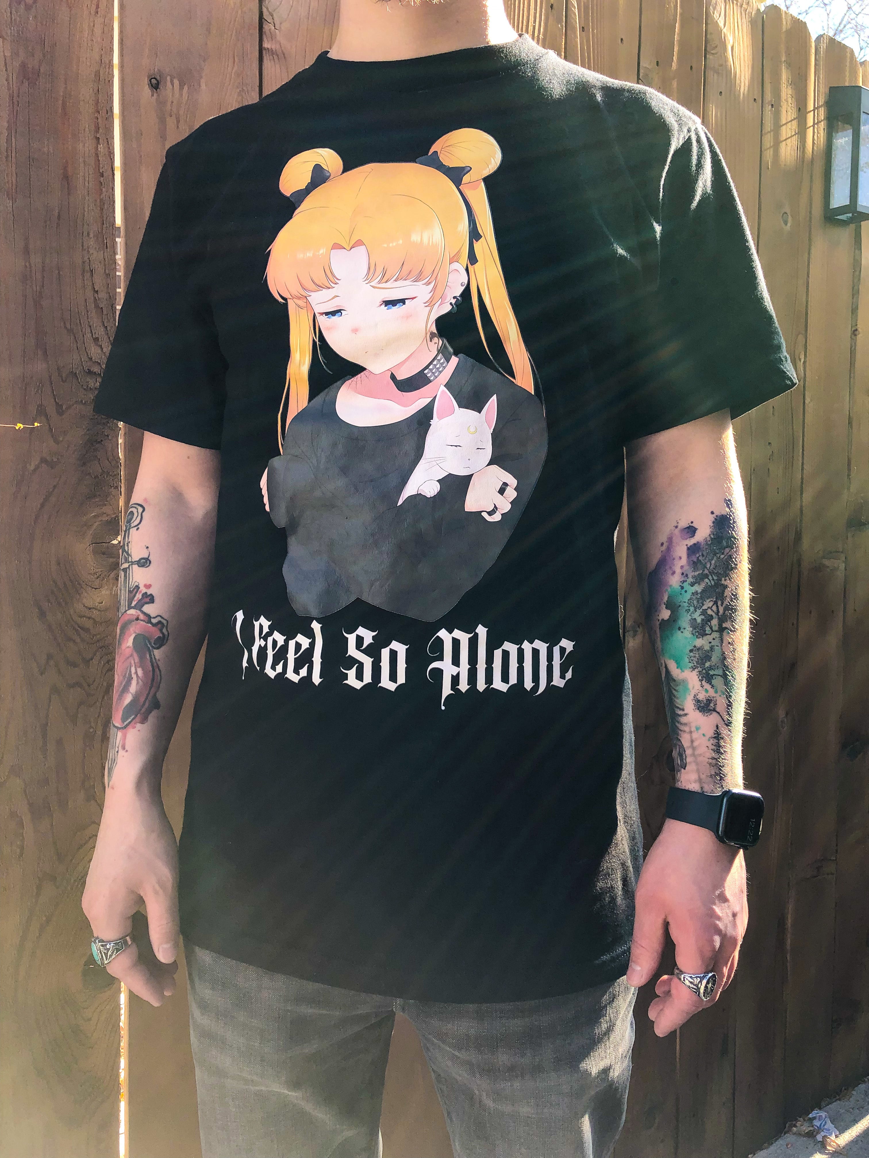 Sailor Moon "I Feel Alone" Graphic Tee - Black